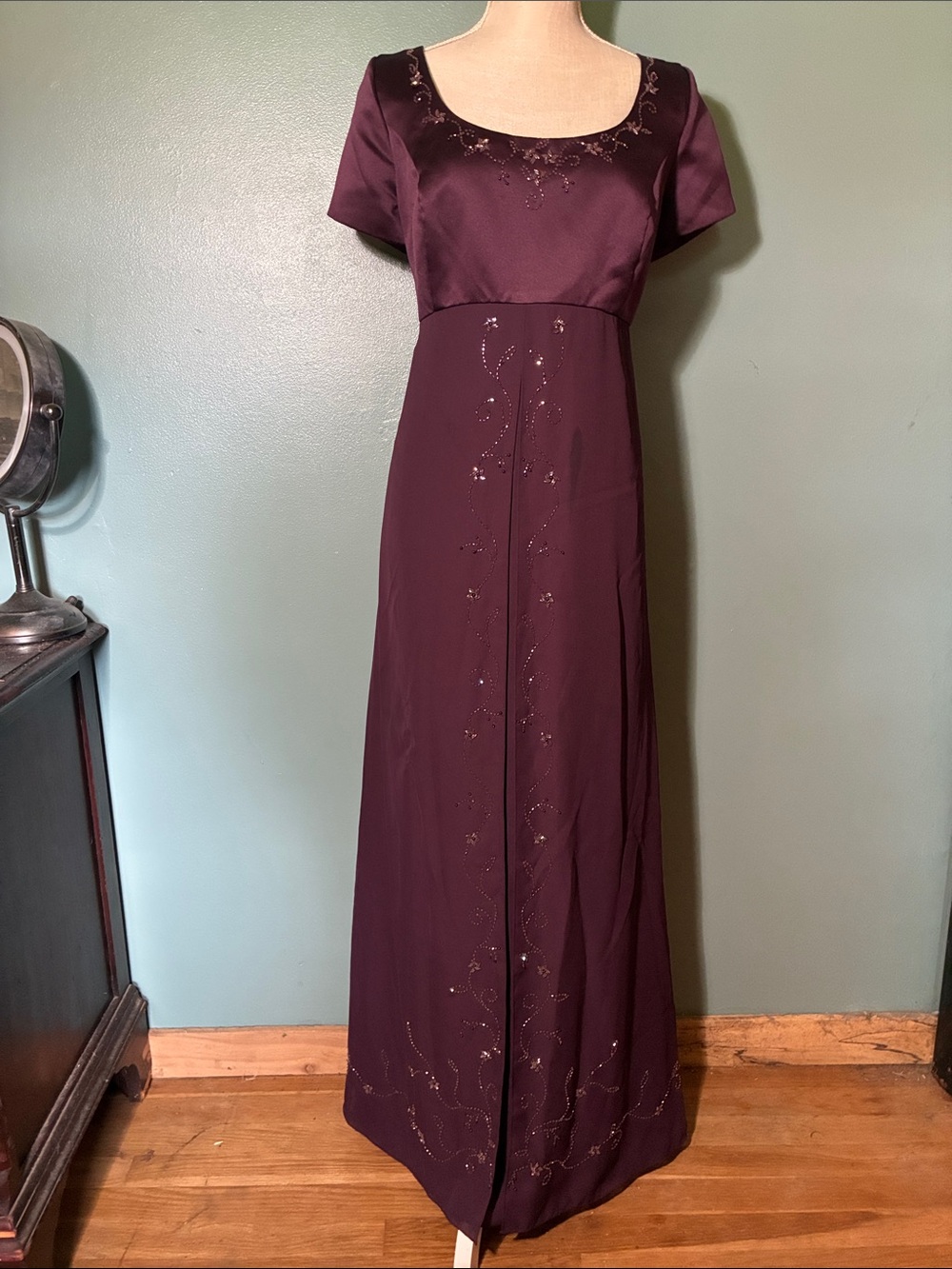 Michaelangelo Plum Maxi Dress with Beaded Detail